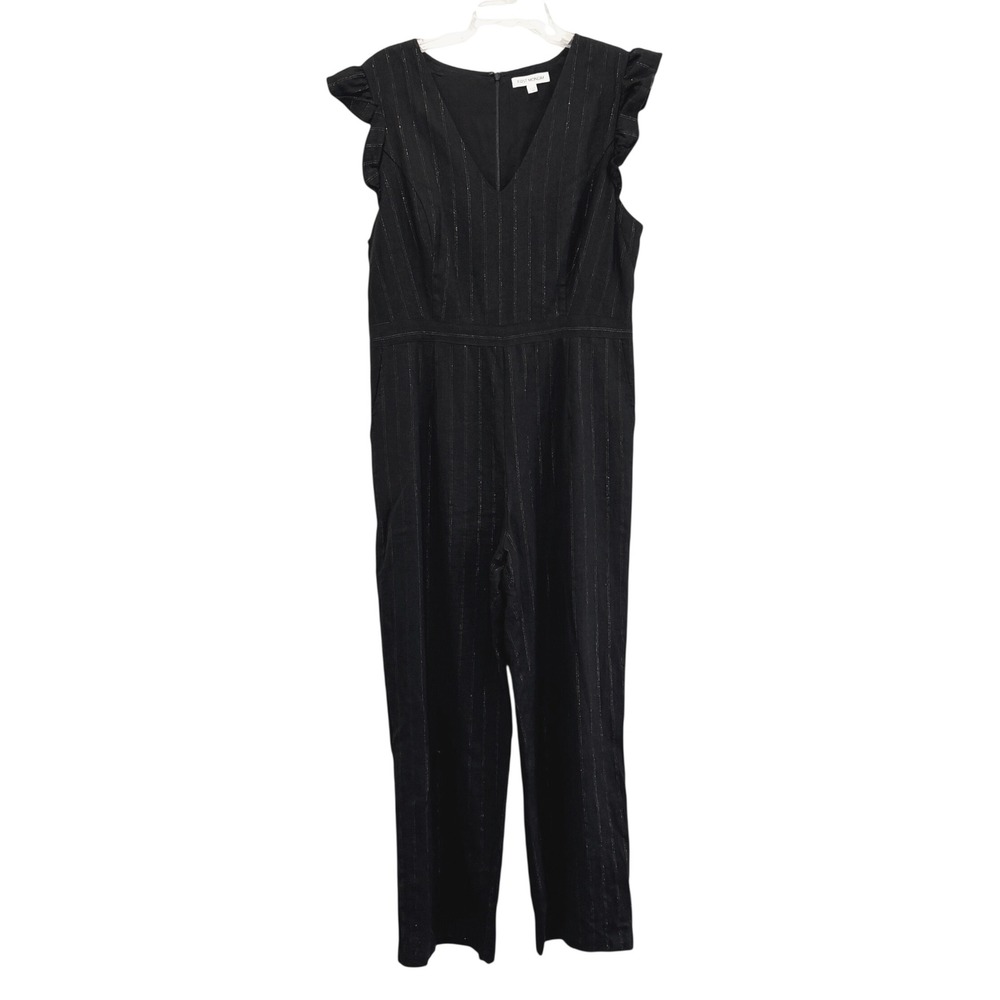 Anthropologie First Monday Womens Black Pinstripe‎ Jumpsuit Large Dark Academia